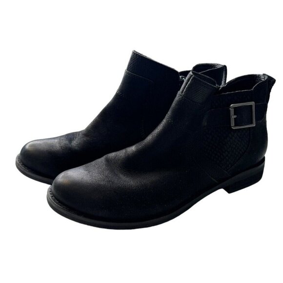 Abeo Yana Ankle Boots Women's 7.5 Black Nubuck Leather Comfort Side Zip Moto - Picture 8 of 10